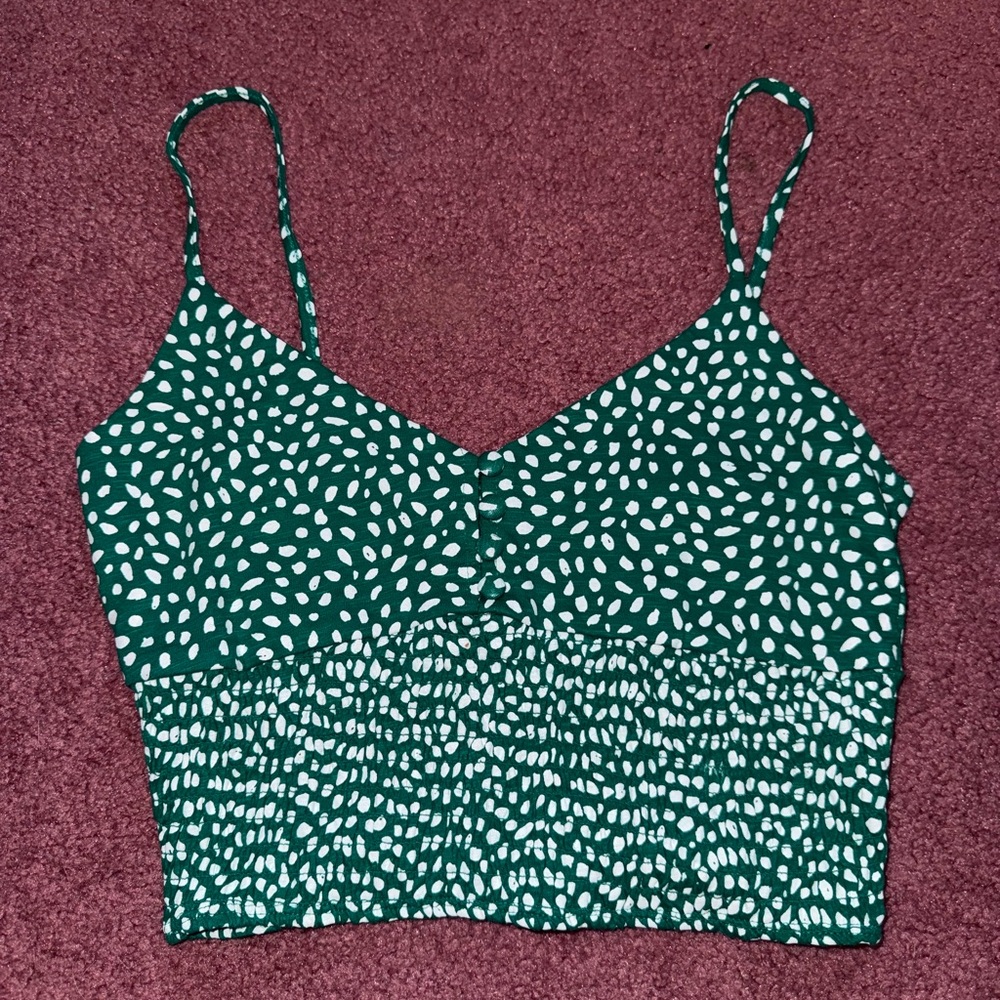 Green and White Women's Top